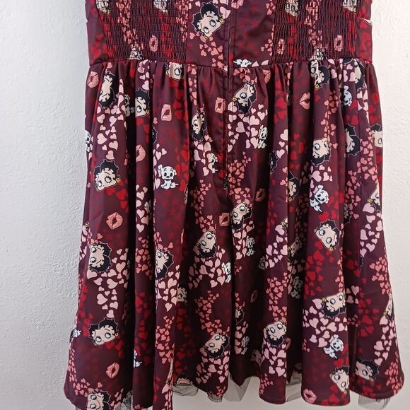 Betry Boop unique vintage  Burgundy Babydoll Heart Dress size 1X/16 - Picture 8 of 8